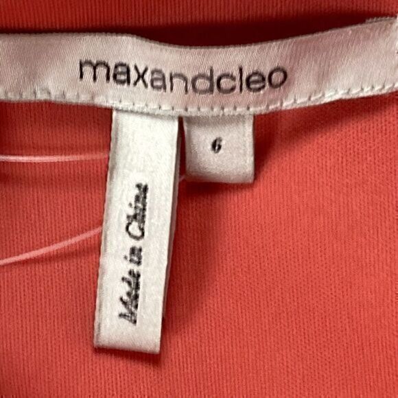 MAX & CLEO Dress Womens 6 Peach/Pink Spaghetti Straps Ruffles Side Zipper NWT - Picture 13 of 14